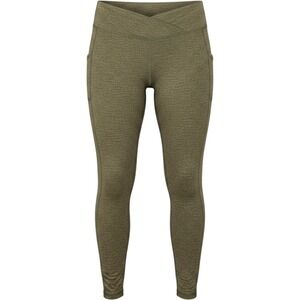 Motherhood Maternity Yoga Pants Size L Green Full Length Crossover Waist Pockets
